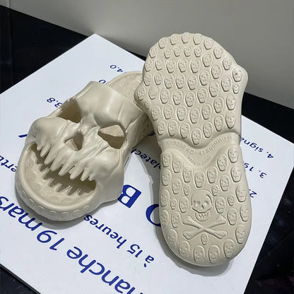 Feslishoet Skull Design Fun Novelty Slide Slippers