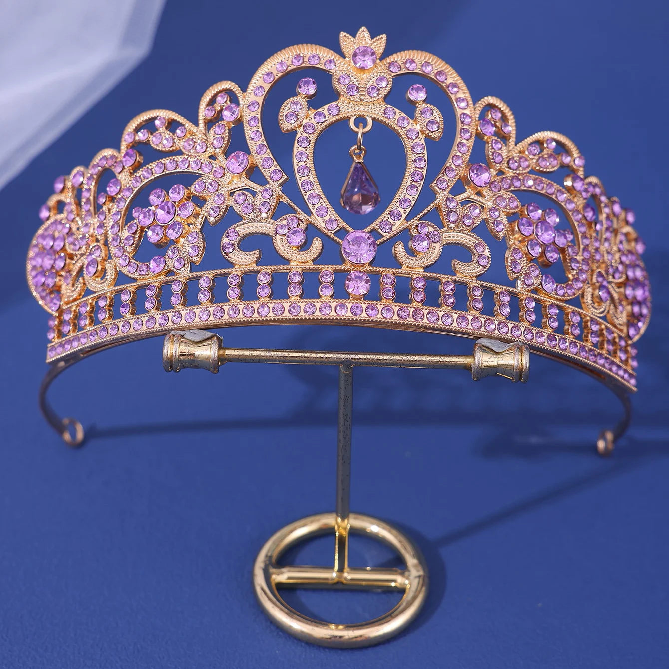 Diadème de mariée en strass avec couronne de cristal royale