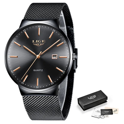 Ultradünne Uhr – wasserdichte Herren-Quarz-Armbanduhr mit Datum