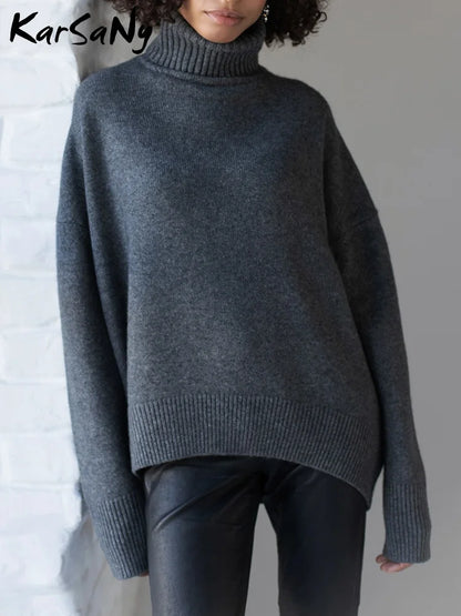 Oversized Turtleneck Thick Knit Sweater