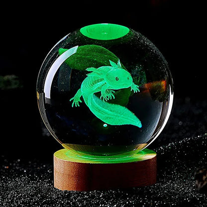3D Axolotl Crystal Ball Night Light