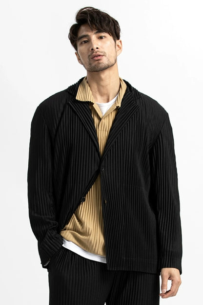 Miyake Pleated Slim Fit Blazer - Black