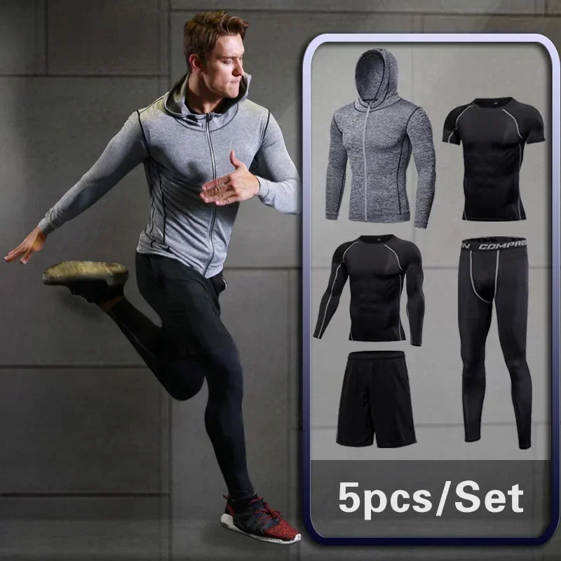 Men Rashguard Compression Set Gym Running Fitness Wear