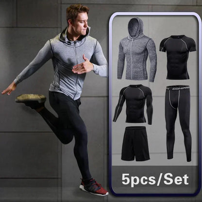Men Rashguard Compression Set Gym Running Fitness Wear