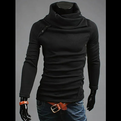 Plus Size 5XL Men's Turtleneck Hoodie - Long Sleeve Sweatshirt