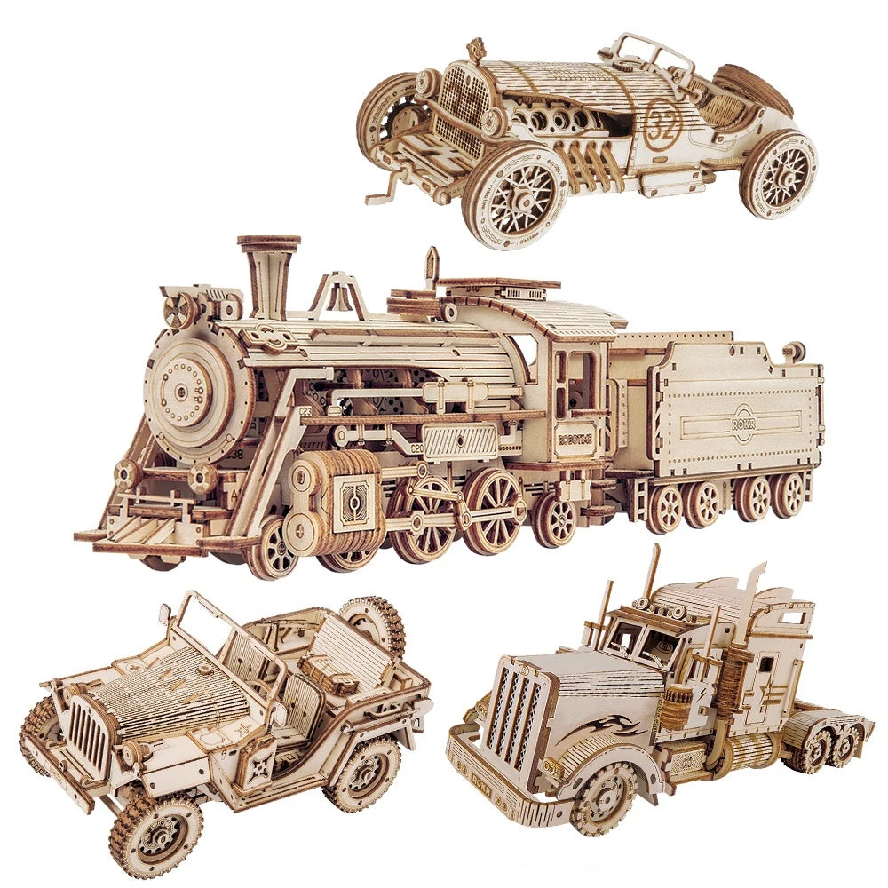 3D-Holzpuzzle für Kinder, beweglicher LKW-Kran