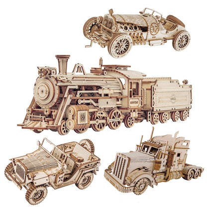 3D-Holzpuzzle für Kinder, beweglicher LKW-Kran