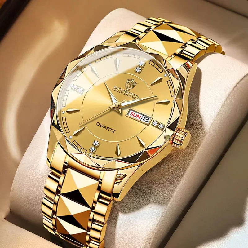 Herren-Armbanduhr, Business-Quarzuhr aus Edelstahl