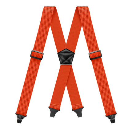 Heavy Duty Men’s Suspenders 3.8cm Wide X-Back Work Braces with 4 Strong Plastic Gripper Clasps – Adjustable Elastic Trouser Suspenders