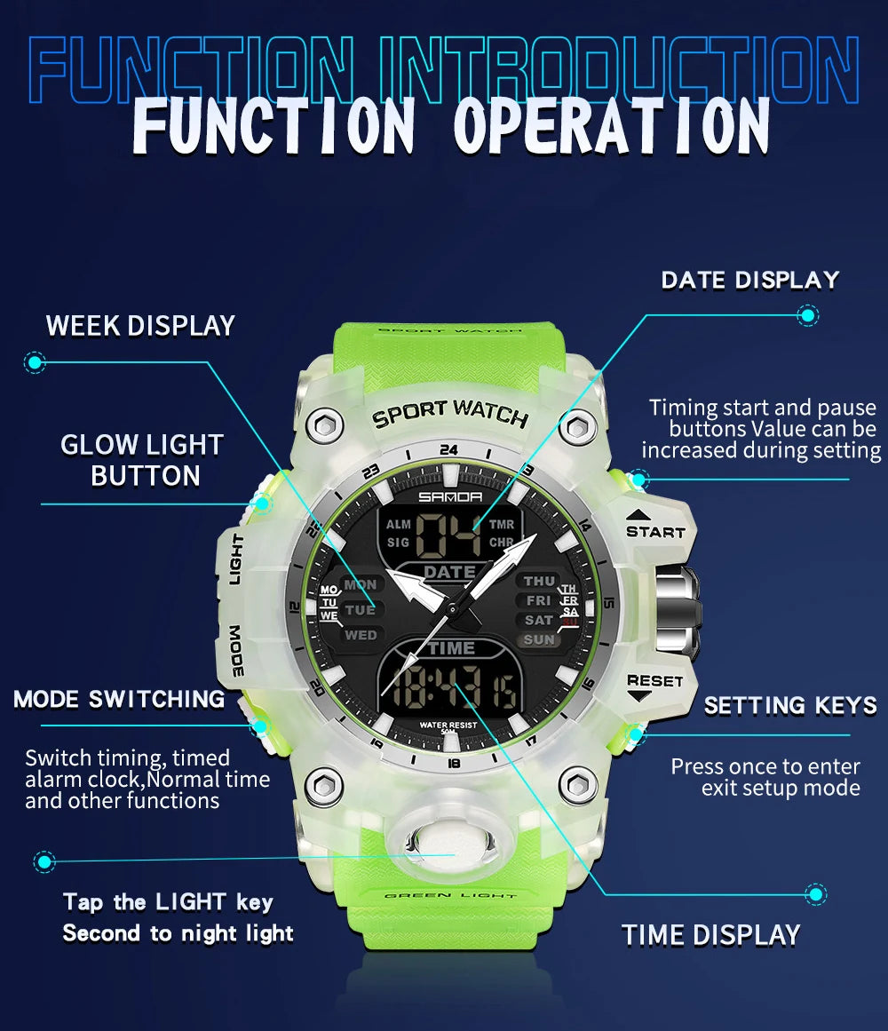 Wasserdichte Militär-Sport-Digital-Herrenuhr mit zwei Displays