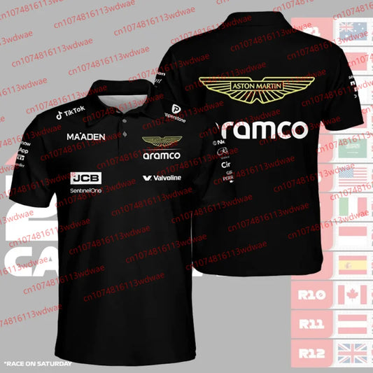Men's Racing Team Training Button Polo Shirt
