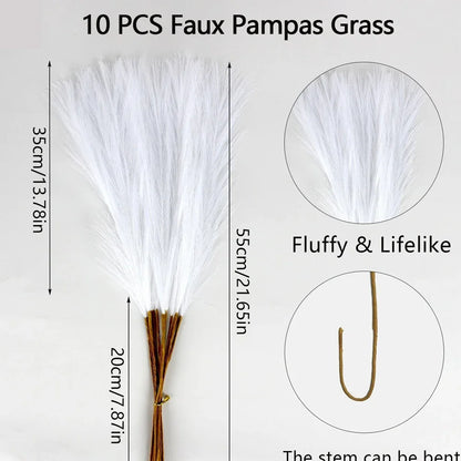 10Pcs Artificial Pampas Grass Fake Plant