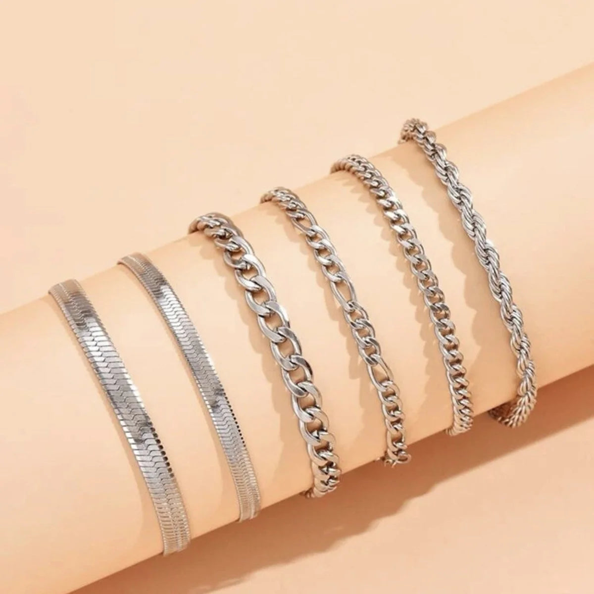 Ensemble de bracelets à chaîne torsadée en métal pour femmes