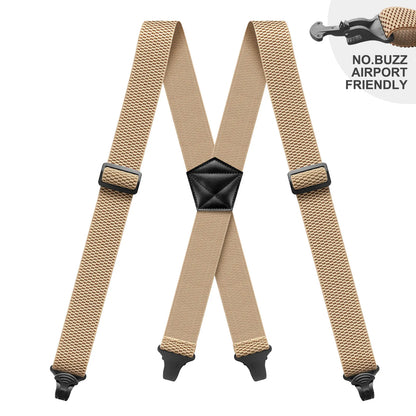 Heavy Duty Men’s Suspenders 3.8cm Wide X-Back Work Braces with 4 Strong Plastic Gripper Clasps – Adjustable Elastic Trouser Suspenders