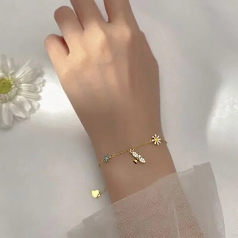 Women's 925 Sterling Silver Charm Bracelet – Tassel Zircon Dangle Anklet
