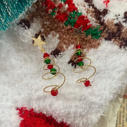 Boucles d'oreilles tendance pour femme avec sapin de Noël et Père Noël