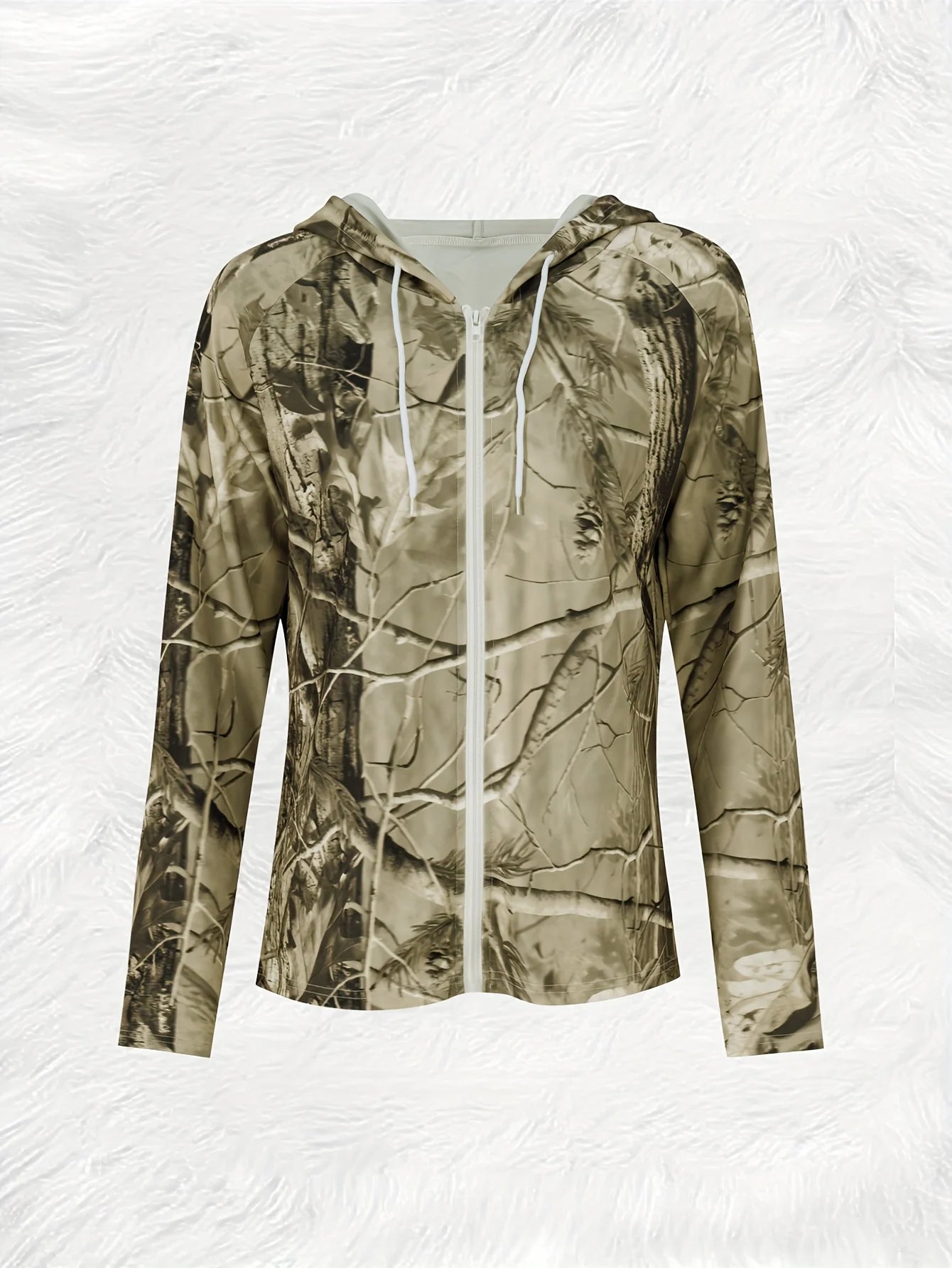 Branches Pattern Full Print Zip-Up Hoodie