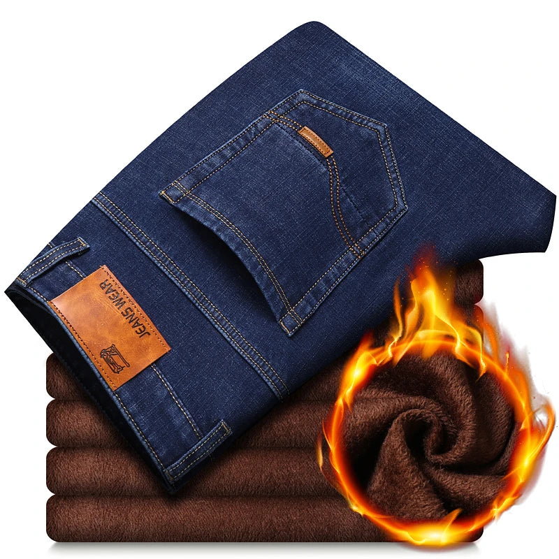 Men's Fleece-Lined Straight Jeans