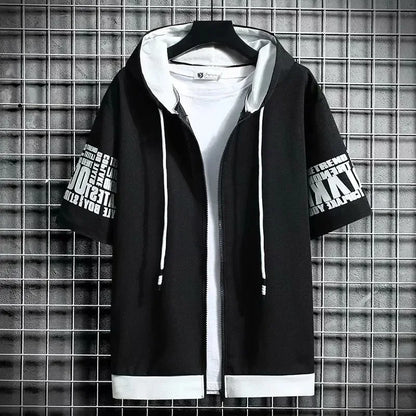 Men's Streetwear Short Sleeve Hooded Printed T Shirts