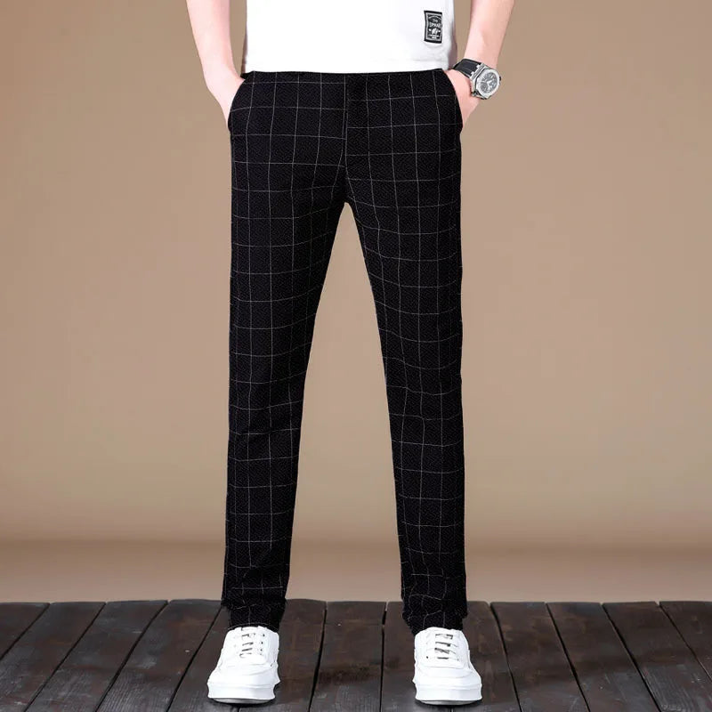 Men's Ice Silk Straight Elastic Waist Formal Pants