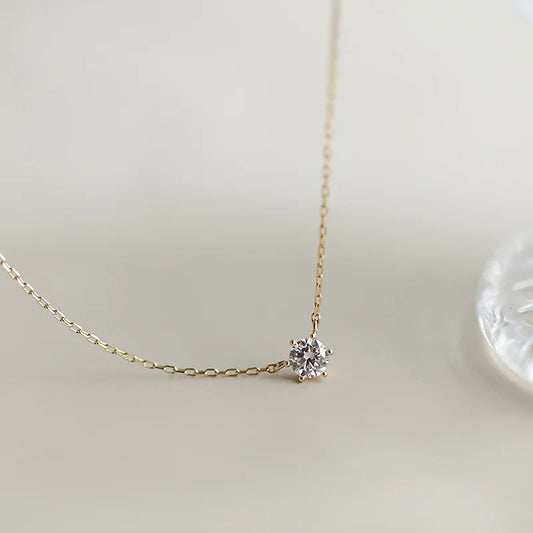 Sterling Silver Gold Plated Sparkling Zircon Necklace For Women