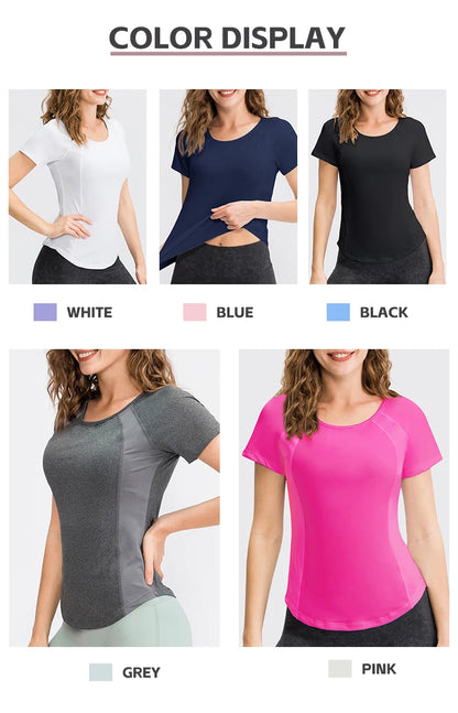 Quick-Dry Short Sleeve Yoga Top for Women
