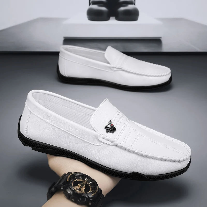 Lässige Herren-Loafer aus weißem Leder