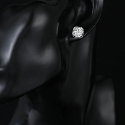Boucles d'oreilles à tige en or et zircon glacé Hip Hop pour hommes