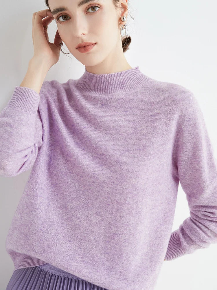 Women's Pure Woolen Slim Knitted Cashmere Sweater