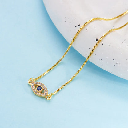 Gold Evil Eye Bracelet with Blue Zircon – Adjustable Handmade Lucky Nazar Bracelet