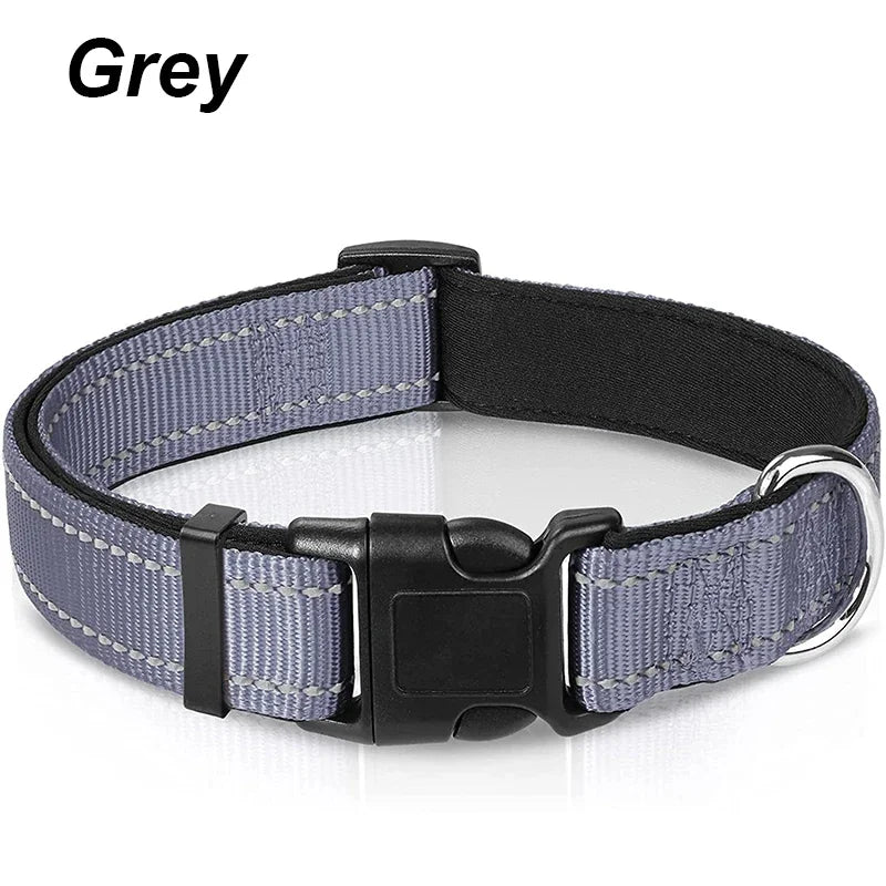 Adjustable Reflective Free Engraved Padded Dog Collars