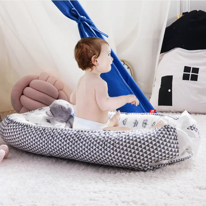 Babynestbett mit Kissen, Baumwollwiege für Neugeborene, tragbares Kinderbett