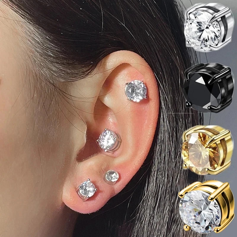 Fashion Crystal Magnetic Clip-On Non-Piercing Earrings