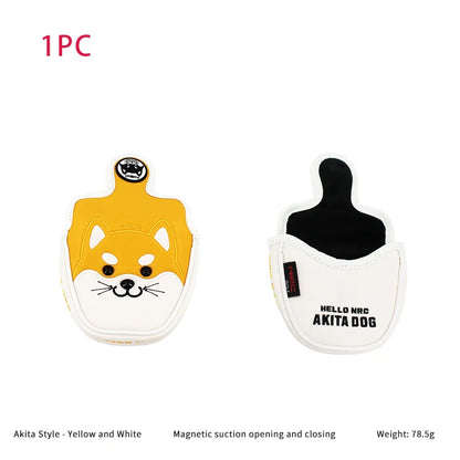 Cute Akita PU Leather Golf Headcover Set