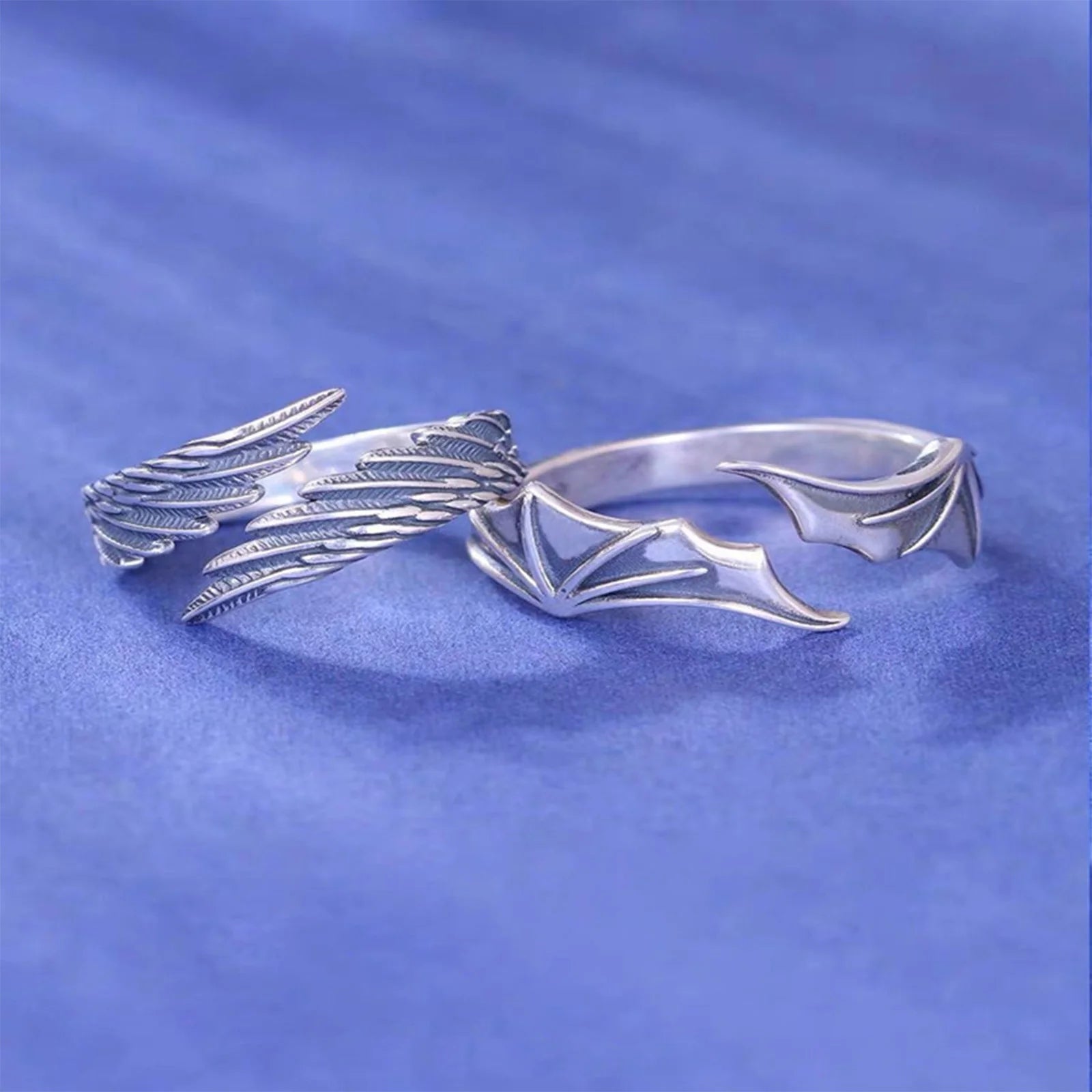 Bague Aile d'Ange Œil de Démon – Alliance unisexe ajustable en alliage