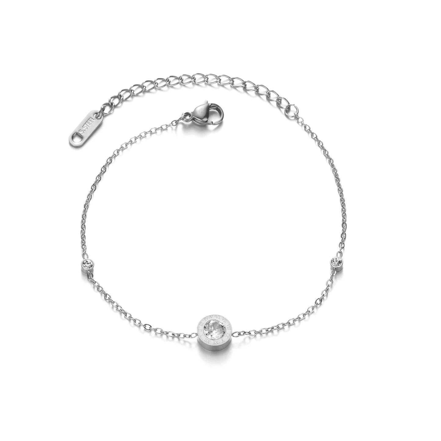 Heart-Shaped Zircon Stainless Steel Bracelet for Women