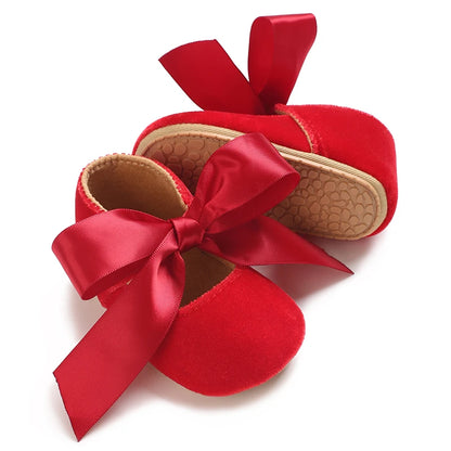 Prinzessinnenschuhe für Neugeborene, Samt, Rot, Weihnachten, 0–18 Monate