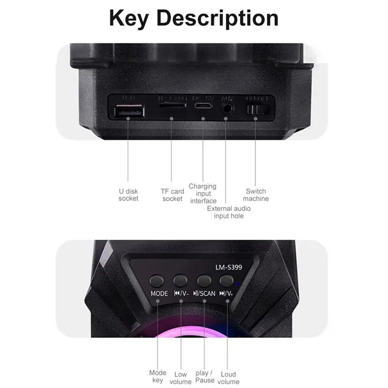 500mAh Bluetooth Speaker with Subwoofers