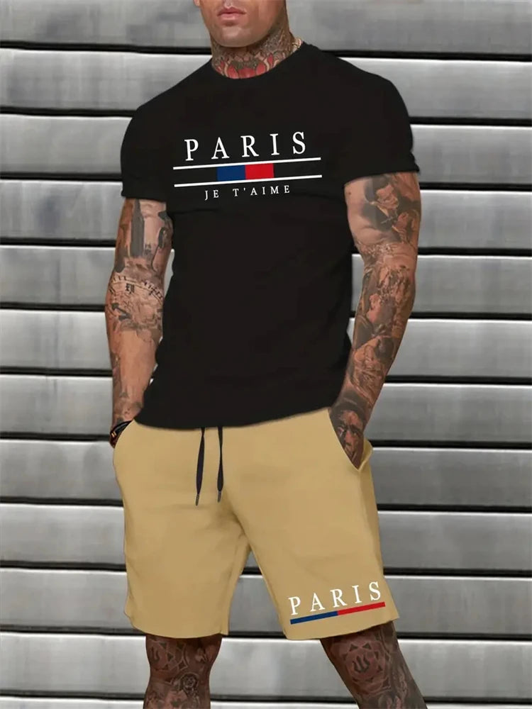 Men's Letter Printed 2-Piece Summer Gym Suit