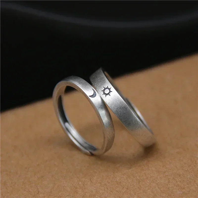 Adjustable Sun Moon Engagement Couple Rings