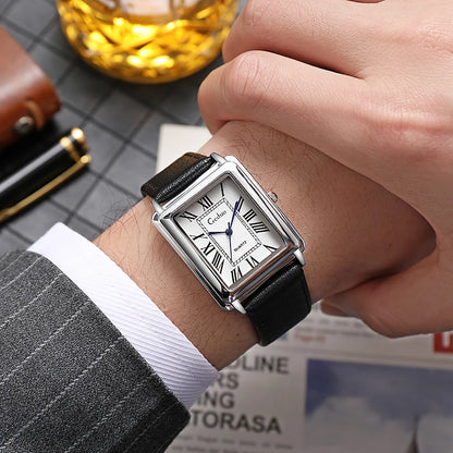 Montre d'affaires à quartz pour hommes avec bracelet en cuir