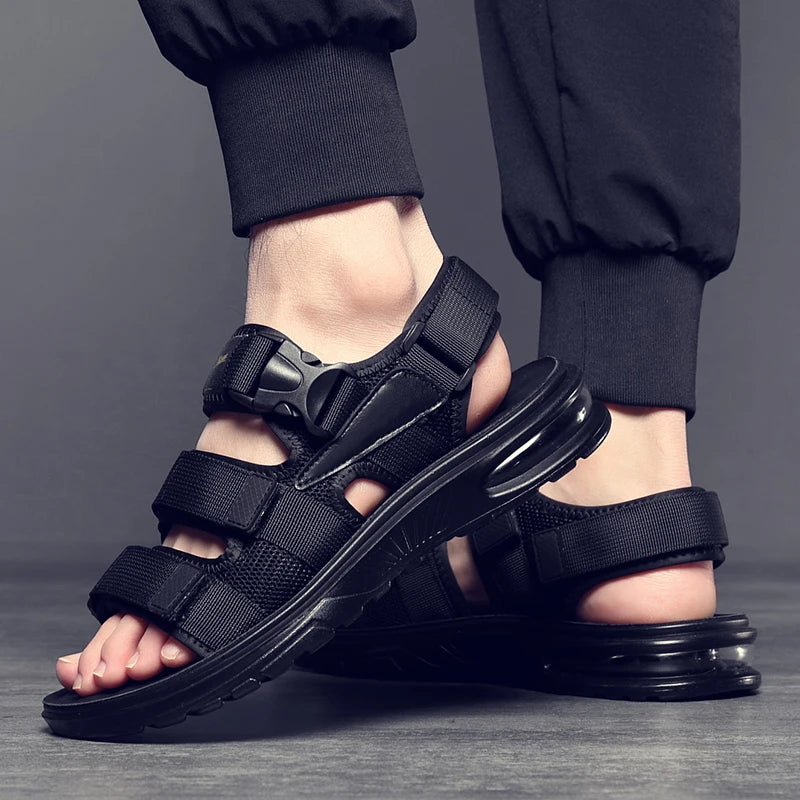 Sandales en cuir pour hommes - Chaussures homme noires