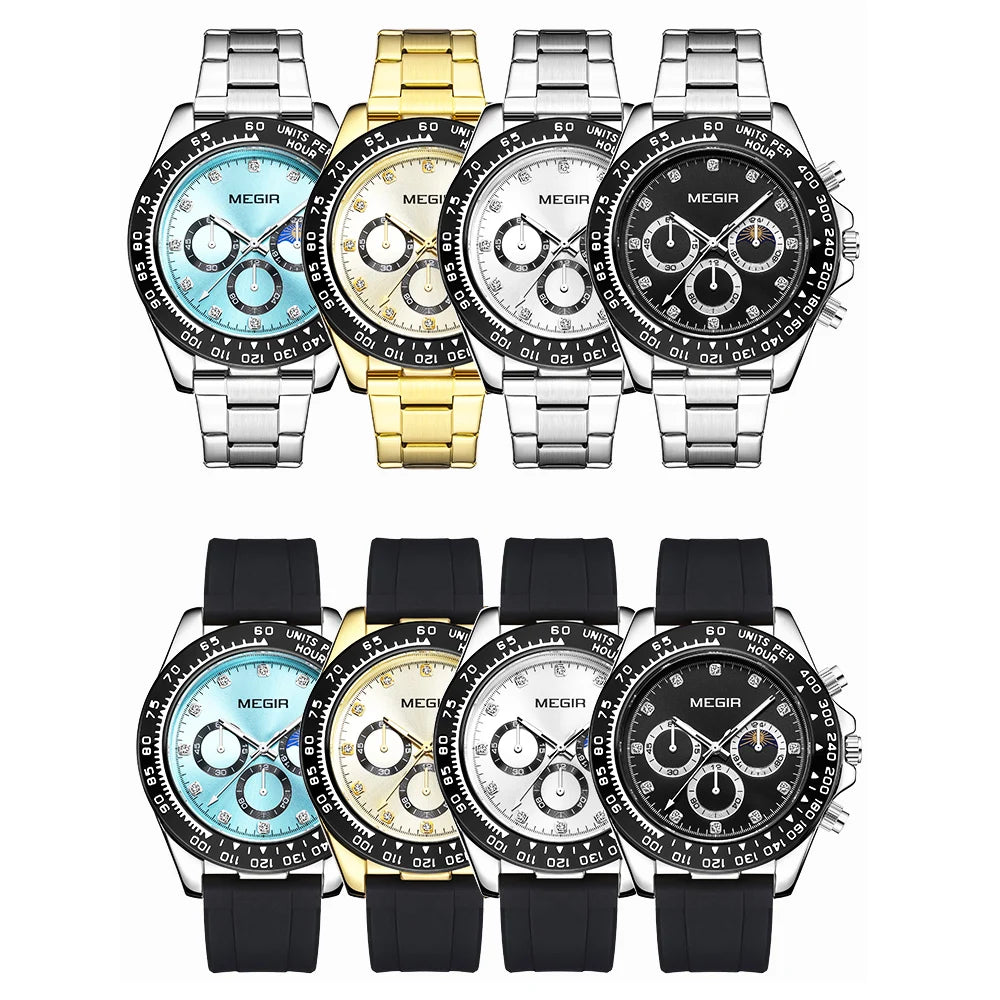 Herren-Quarzuhr aus Edelstahl – Wasserdichte Outdoor-Sportarmbanduhr mit Leuchtzifferblatt