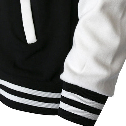 Übergroße Baseballjacke aus Fleece in Schwarz und Weiß