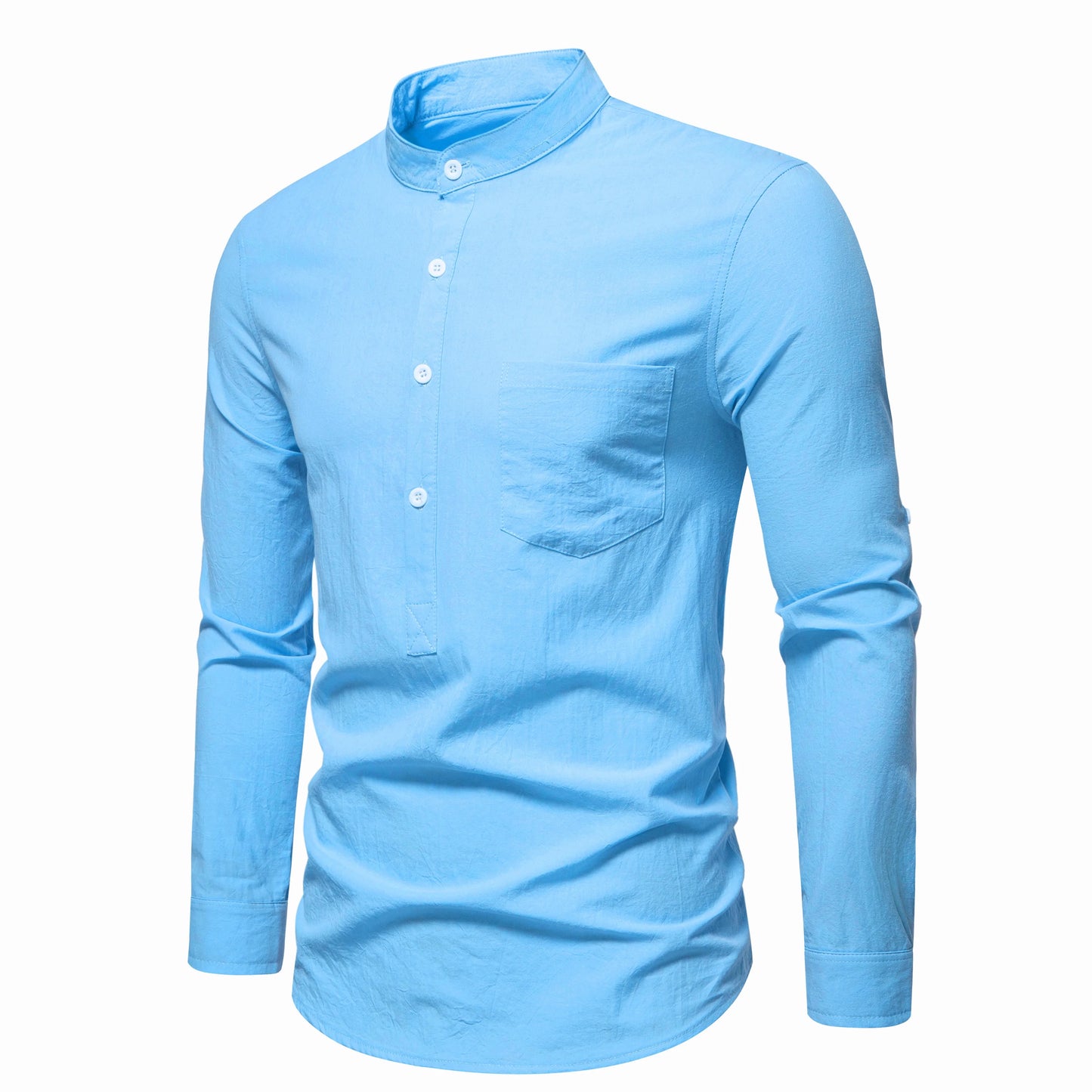 Pull-over en coton à manches longues et col montant, avec cravate