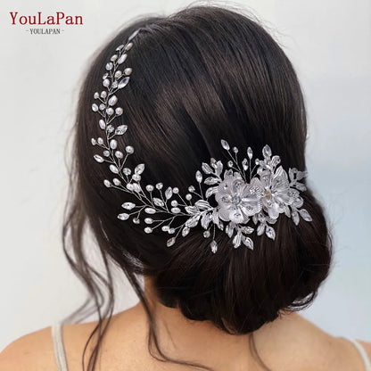 Bandeau de mariage en alliage de fleurs avec peigne