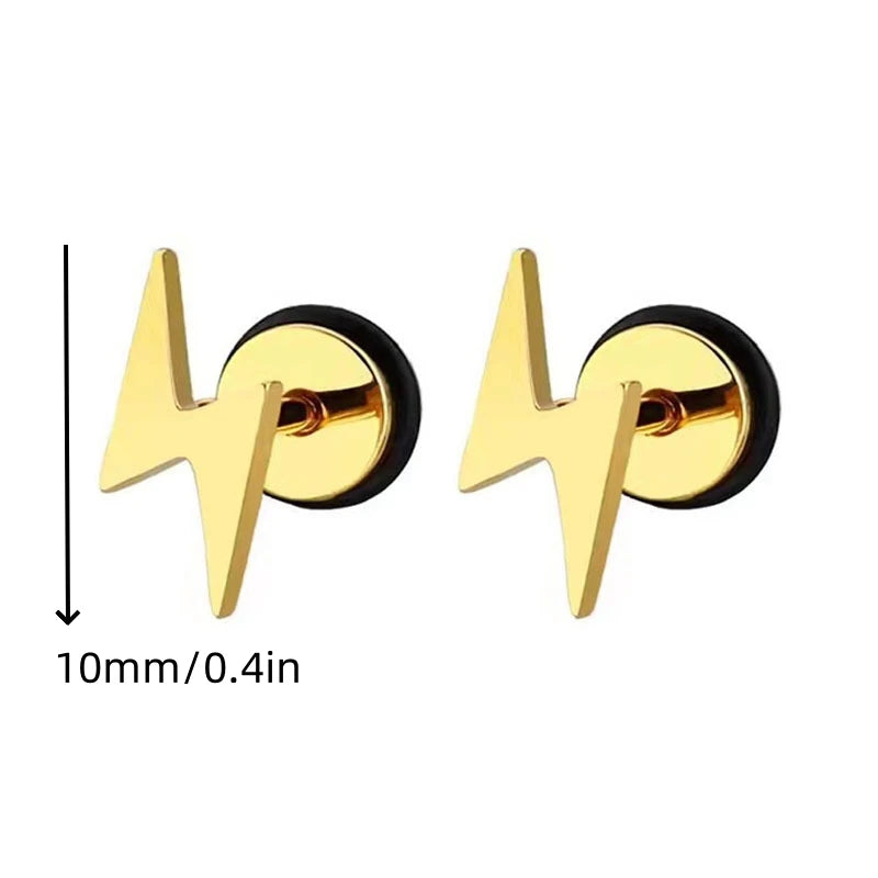 Boucles d'oreilles gothiques punk en acier inoxydable pour hommes et femmes – Petit squelette à géométrie rocheuse avec zircon