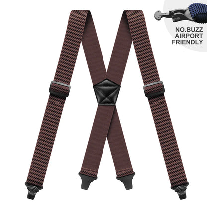 Heavy Duty Men’s Suspenders 3.8cm Wide X-Back Work Braces with 4 Strong Plastic Gripper Clasps – Adjustable Elastic Trouser Suspenders