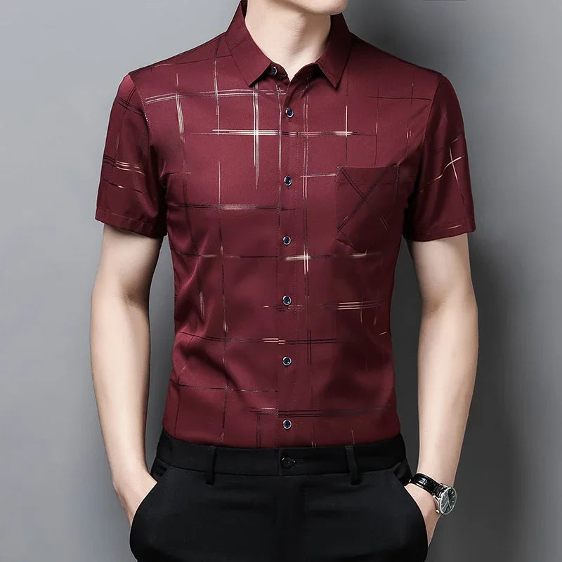 Men's Short Sleeve No Iron Wrinkle Resistant Shirt