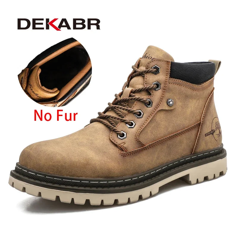 Men’s Warm Fur Lined Boots –  Wear-Resistant Comfort Retro Winter Shoes